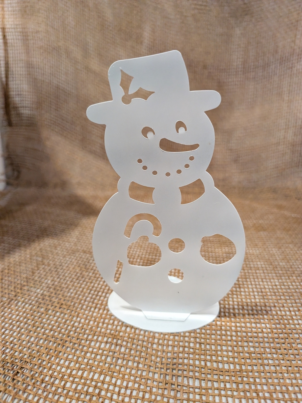 Snowman Candle Holder, White Metal, Tealight or Votive